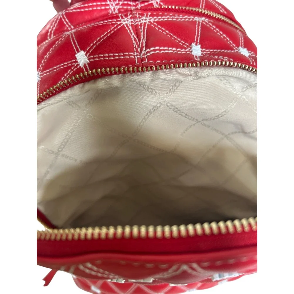 Michael Kors Rhea Medium Zip Quilted Leather Backpack – Bright Red